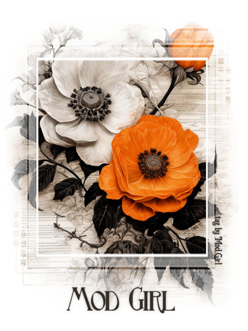 Vintage Orange Flower tag by Mod Girl