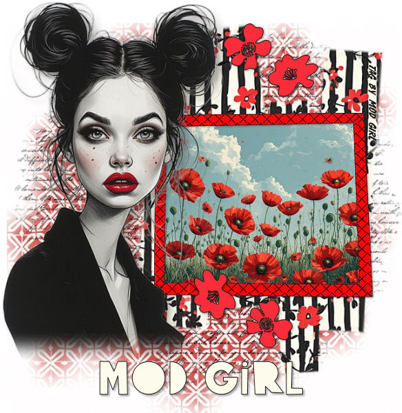 Red Flower tag by Mod Girl