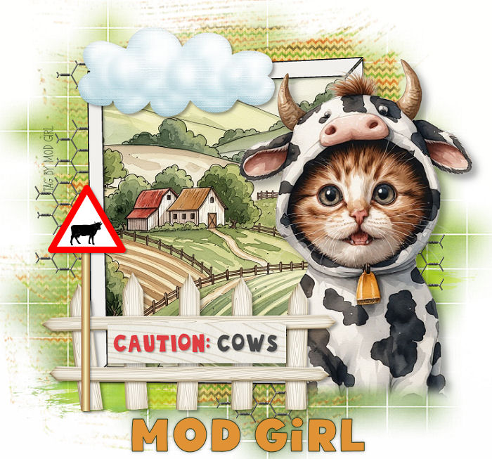 Caution Cows tag by Mod Girl