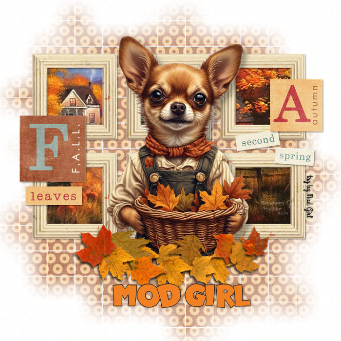 Autumn Leaves Puppy tag by Mod Girl